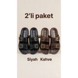 GEZER 2'li Paket Erkek Tokalı Ayarlanabilir Balkon Misafir Çeyiz Bahçe Sokak Günlük Terlik