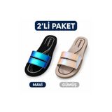 GEZER 2'li Paket Günlük Ev Balkon Çeyiz Misafir Balkon Bahçe Sokak Havuz Plaj Terliği