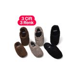 GEZER 3 ÇİFT 3 RENK YÜNLÜ DESEN PELUŞ KADIN TERLİK