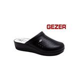 GEZER Kadın 4770 Ortopedik 4 Nokta Hastane/İş Sabo Terlik Siyah Suni Deri Konforlu Kullanım