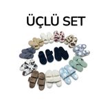 GEZER Kadın Ev Terlik ( 3lü SET ) Halı Terliği Zenne Kadın Terlik