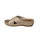 GEZER Kadın Siyah- Kırmızı Krem Taşlı Dolgu Mesaj Tabanlı Comfort Terlik Krem 38