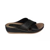 Gezer Kadin Siyah- Kirmizi Krem Tasli Dolgu Mesaj Tabanli Comfort Terlik