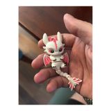 GF3D 3D Baskı 15 Adet Eklemli Sevimli Bebek Ejderha Hareketli Dekoratif Çanta ve Anahtarlık Süsü ,Masa Süsü Koleksiyon Oyuncağı Beyaz Pembe
