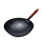GFAZXDS 14" Önceden Hazırlanmış Dökme Demir Wok, Pişirme Tenceresi, Wok Kepçe ve Kapaklı, Mutfak Aletleri - Tava, Paslanmaz-34 cm (34 cm) (34 cm)