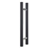 GFAZXDS Ahşap Ahır Kapı Çekme Kolu Seti, Çift Taraflı H Sürgülü Kapı Kolları, Cam/Ahşap Kapı için Uygun (Siyah 120 cm/47,2 inç)