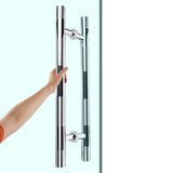 GFAZXDS Ahşap Kapı Cam Kapı Ahır Kapı Kolu Stil Paslanmaz Çelik Yuvarlak Boru Kapı Tutacağı Dükkan/Ofis/Otel Kapıları için Kulp (80 x 60 cm)
