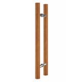 GFAZXDS Cam Kapı için Masif Ahşap Sürgülü Kapı Kolu, Çift Taraflı H Şekli Yuvarlak Bar Push Pull Kapı Kolu Duş Anaokulu Ofis (Kahverengi 100 cm/3,3 ft)