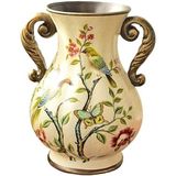 GFAZXDS Çiçek Vazo Avrupa Dostum Vintage Çiçek ve Kuş Kulağı Seramik Vazo, Oturma Odası Çiçek Dekorasyon Çiçek Aranjörü