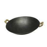 GFAZXDS Dökme Demir Wok, Geleneksel Elle Dövülmüş tava - Dayanıklı, Kapaklı ve 2 Tencere Kulaklı, Açık Ateş Tenceresi, Mutfak Aletleri -45 cm (36 cm)