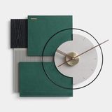 GFAZXDS Duvar Saati, Oturma Odası Dekorasyonu için, Pille Çalışan Modern Yaratıcı Geometrik Sanat, Yatak Odası, Mutfak, Ofis, Ev Dekoru için Sessiz Tik Takmayan Duvar Saati, Mavi, Yeşil