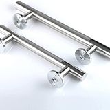 GFAZXDS Kapı Kolu 1 Çift Paslanmaz Çelik Ahır Kapı Kolları-Komple Kit, Ticari Yuvarlak Ahşap Kapı Sürgülü Kapı Kolu (280 x 180 mm)