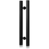 GFAZXDS Kapı Kolu Kapı Çekme Kolu Sürgülü Kapı için Ahır Kapısı Kolu, Modern Kare H Şekli Push Pull Kapı Kolu, Ticari Otel Salonu Ofis Cam Kapı Kolu er (Mat Siyah 80cm/32in)