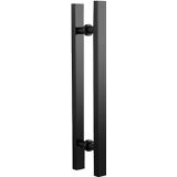 GFAZXDS Modern Ahır Kapı Kolu Paslanmaz Çelik İki Taraflı Sürgülü Cam Kapı Kolu Kapı Çekme Kolları Ev/Dükkan/Garaj/Ofis Kapısı için Montaj Aksesuarları ile (Siyah Uzun 120 cm (47,2 inç)