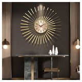 GFAZXDS Oturma Odası ve Yatak Odası için Büyük Metal Saatler, Modern 3D Sanat Dekoratif Yuvarlak Şekilli Sessiz Hareket Kuvars Saatler Duvar Saati, Altın, 60 cm 24 inç
