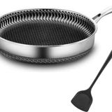 GFAZXDS Paslanmaz Çelik Tava Wok Yapışmaz Tava Çift Taraflı Petek Yağsız Kızarmış Biftek Tencere Genel Kaplamasız Tava (A 30 cm) (A 28 cm)
