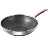 GFAZXDS Yapışmaz Wok Kapaklı 32 cm, Kızarmış tava yapışmaz, Pişirmek için Karbon Çelik Tavalar, Woks ve Tavada Kızartma Tavaları, Bulaşık Makinesinde Yıkanabilir ve İndüksiyonlu Alt (Kapaksız 30cm)