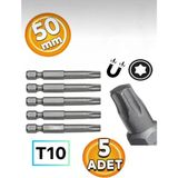 Gfb El Aletleri Yuvarlak Tork Bits Matkap Ucu T10X50 mm Torx Bits Uç (5 Adet)