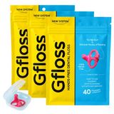 Gfloss Eller Serbest Diş İpi - 120 Adet (3'lü Paket) + Hafif Seyahat Çantası - Kullanımı Kolay, Yetişkinler için Gizli Yüzgeçler | Seyahat İpi | Sıkı Dişler için İnce Yumuşak Diş İpi | PFAS-Free |