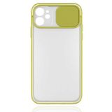 GGM GİYİM & AKSESUAR Apple iPhone 11 ile Uyumlu Arkası Mat Yapıya Sahip Sürgülü Kamera Korumalı Silikon Kılıf (Sarı)