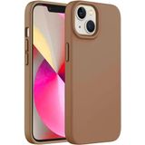 GGM GİYİM & AKSESUAR Apple iPhone 13/14 ile Uyumlu İçi Kadife Dışı Mat Yapıya Sahip Koruma Sağlayan Lansman Silikon Kılıf (Kahverengi)