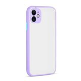GGM GİYİM & AKSESUAR iPhone 11 ile Uyumlu Arka Kısmı Mat Şeffaf Yapıya Sahip Kenarları Silikon Tpu Malzemeden Üretilmiş Renkli Tuşlara Sahip Kamera Korumalı Transparan Kılıf (Lila)