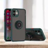 GGM GİYİM & AKSESUAR iPhone 11 ile Uyumlu Arka Kısmı Mat Şeffaf Yapıya Sahip Manyetik Yüzük Stantlı Kenarları Silikon Tpu Malzemeden Üretilmiş Renkli Tuşlara Kamera Korumalı Transparan Kılıf (Yeşil)