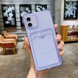 GGM GİYİM & AKSESUAR iPhone 11 ile Uyumlu Şeffaf Yapıya Sahip Arka Ksımında Kartlık Bölmeli Kolay Kullanım Sağlayan Telefon Kılıfı (Lila)