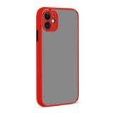 GGM GİYİM & AKSESUAR iPhone 12 ile Uyumlu Arka Kısmı Mat Şeffaf Yapıya Sahip Kenarları Silikon Tpu Malzemeden Üretilmiş Renkli Tuşlara Sahip Kamera Korumalı Transparan Kılıf (Kırmızı)