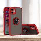 GGM GİYİM & AKSESUAR iPhone 12 ile Uyumlu Arka Kısmı Mat Şeffaf Yapıya Sahip Manyetik Yüzük Stantlı Kenarları Silikon Tpu Malzemeden Üretilmiş Renkli Tuşlara Kamera Korumalı Transparan Kılıf (Kırmızı)