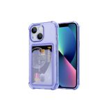 GGM GİYİM & AKSESUAR iPhone 13 ile Uyumlu Şeffaf Yapıya Sahip Arka Ksımında Kartlık Bölmeli Kolay Kullanım Sağlayan Telefon Kılıfı (Lila)