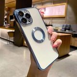 GGM GİYİM & AKSESUAR iPhone 13 Pro ile Uyumlu Laser Şeffaf Parlak Arka Yüzey Ve Logo Detaylı Kenarları Silikon Yapıya Sahip Lens Koruyuculu Kılıf (Mavi)