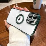 GGM GİYİM & AKSESUAR iPhone 13 Pro Max ile Uyumlu Laser Şeffaf Parlak Arka Yüzey Ve Logo Detaylı Kenarları Silikon Yapıya Sahip Lens Koruyuculu Kılıf (Yeşil)