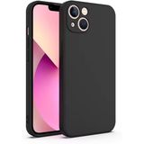 GGM GİYİM & AKSESUAR iPhone 13/14 ile Uyumlu İçi Kadife Dışı Mat Yapıya Sahip Kamera Korumalı Lansman Silikon Kılıf (Siyah)