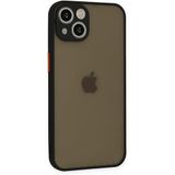 GGM GİYİM & AKSESUAR iPhone 14 ile Uyumlu Arka Kısmı Mat Şeffaf Yapıya Sahip Kenarları Silikon Tpu Malzemeden Üretilmiş Renkli Tuşlara Sahip Kamera Korumalı Transparan Kılıf (Siyah)