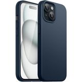 GGM GİYİM & AKSESUAR iPhone 14 Plus / 15 Plus İle Uyumlu içi Kadife dışı mat yapıya sahip Koruma Sağlayan Lansman Silikon Kılıf (Lacivert)
