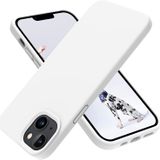 GGM GİYİM & AKSESUAR iPhone 14 Plus ile Uyumlu İçi Kadife Dışı Mat Yapıya Sahip Koruma Sağlayan Lansman Silikon Kılıf (Beyaz)