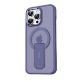 GGM GİYİM & AKSESUAR iPhone 14 Pro için Magsafe ile Uyumlu Arkası Mat Yapıya Metal Kamera Çerçeveli Ultra Güçlendirilmiş Açılır Stantlı Tork Kılıf (Derin Mor)
