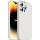 GGM GİYİM & AKSESUAR iPhone 14 Pro ile Uyumlu İçi Kadife Dışı Mat Yapıya Sahip Koruma Sağlayan Lansman Silikon Kılıf (Beyaz)