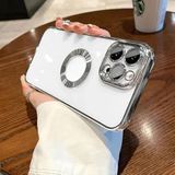 GGM GİYİM & AKSESUAR iPhone 14 Pro ile Uyumlu Laser Şeffaf Parlak Arka Yüzey Ve Logo Detaylı Kenarları Silikon Yapıya Sahip Lens Koruyuculu Kılıf (Gümüş Rengi)