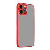 GGM GİYİM & AKSESUAR iPhone 14 Pro Max ile Uyumlu Arka Kısmı Mat Şeffaf Yapıya Sahip Kenarları Silikon Tpu Malzemeden Üretilmiş Renkli Tuşlara Sahip Kamera Korumalı Transparan Kılıf (Kırmızı)
