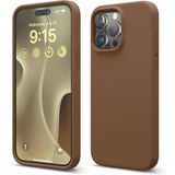 GGM GİYİM & AKSESUAR iPhone 14 Pro Max ile Uyumlu İçi Kadife Dışı Mat Yapıya Sahip Koruma Sağlayan Lansman Silikon Kılıf (Kahverengi)