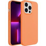 GGM GİYİM & AKSESUAR iPhone 14 Pro Max ile Uyumlu İçi Kadife Dışı Mat Yapıya Sahip Koruma Sağlayan Lansman Silikon Kılıf (Turuncu)