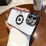 GGM GİYİM & AKSESUAR iPhone 14 Pro Max ile Uyumlu Laser Şeffaf Parlak Arka Yüzey Ve Logo Detaylı Kenarları Silikon Yapıya Sahip Lens Koruyuculu Kılıf (Siyah)
