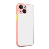 GGM GİYİM & AKSESUAR iPhone 15 ile Uyumlu Arka Kısmı Mat Şeffaf Yapıya Sahip Kenarları Silikon Tpu Malzemeden Üretilmiş Renkli Tuşlara Sahip Kamera Korumalı Transparan Kılıf (Pembe)
