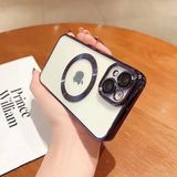 GGM GİYİM & AKSESUAR iPhone 15 ile Uyumlu Laser Şeffaf Parlak Arka Yüzey Ve Logo Detaylı Kenarları Silikon Yapıya Sahip Lens Koruyuculu Kılıf (Derin Mor)