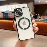 GGM GİYİM & AKSESUAR iPhone 15 Plus ile Uyumlu Laser Şeffaf Parlak Arka Yüzey Ve Logo Detaylı Kenarları Silikon Yapıya Sahip Lens Koruyuculu Kılıf (Yeşil)