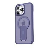 GGM GİYİM & AKSESUAR iPhone 15 Pro için Magsafe ile Uyumlu Arkası Mat Yapıya Metal Kamera Çerçeveli Ultra Güçlendirilmiş Açılır Stantlı Tork Kılıf (Derin Mor)