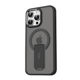 GGM GİYİM & AKSESUAR iPhone 15 Pro için Magsafe ile Uyumlu Arkası Mat Yapıya Metal Kamera Çerçeveli Ultra Güçlendirilmiş Açılır Stantlı Tork Kılıf (Siyah)