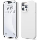 GGM GİYİM & AKSESUAR iPhone 15 Pro ile Uyumlu İçi Kadife Dışı Mat Yapıya Sahip Koruma Sağlayan Lansman Silikon Kılıf (Beyaz)